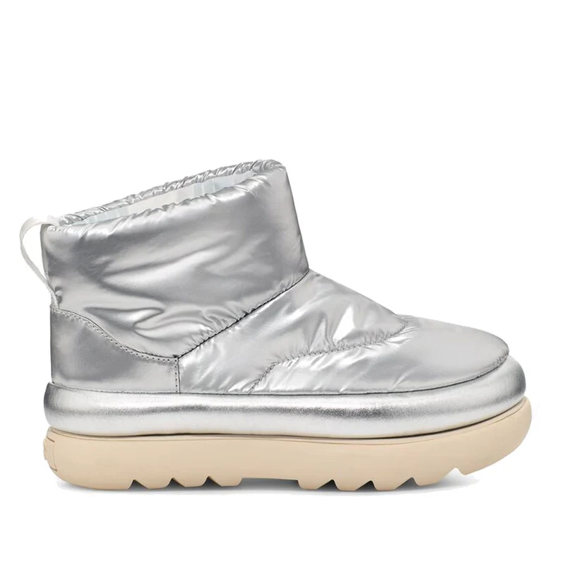 Stivaletti Donna UGG Classic Maxi Mini Metallic in Tessuto Imbottito Silver