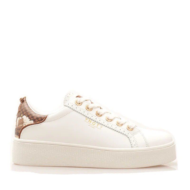 Scarpe Donna Y NOT Sneakers linea YES in Pelle Bianca stampa Roma