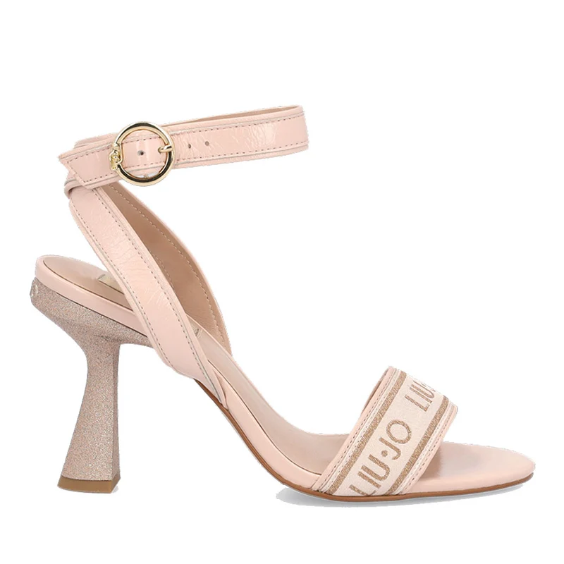 Scarpe Donna LIU JO Sandali con Tacco e Logo Jacquard color Nude