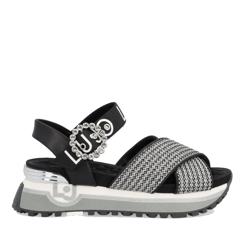Scarpe Donna LIU JO Sandali Platform con Fibbia Gioiello colore Silver