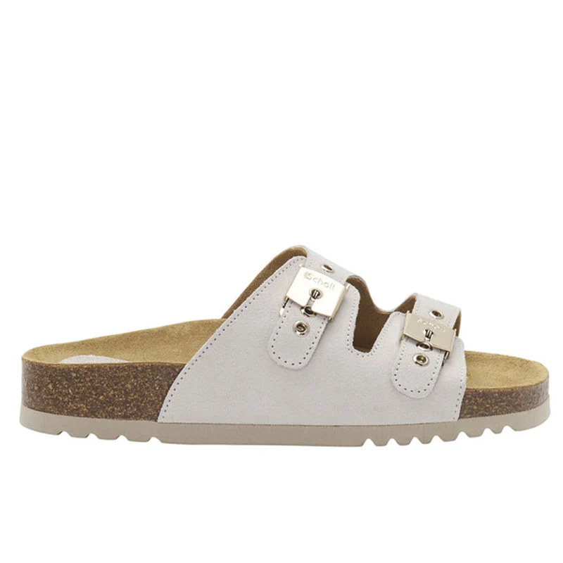Ciabatte Donna SCHOLL con Doppia Fibbia Linea Alba Colore Beige