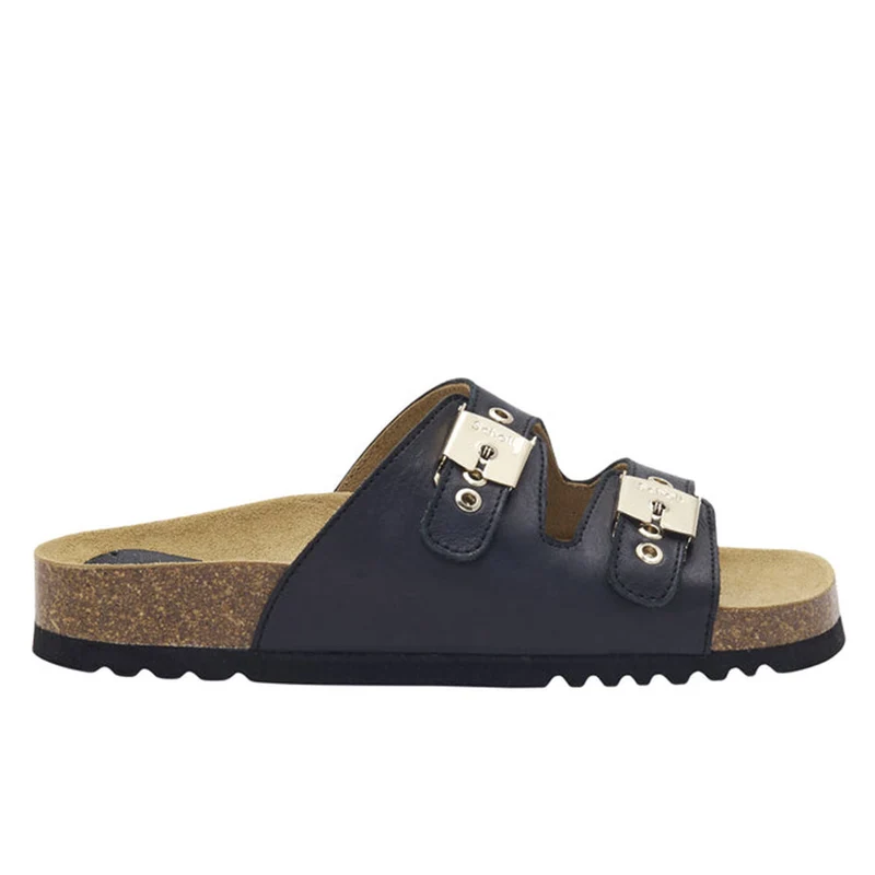 Ciabatte Donna SCHOLL con Doppia Fibbia Linea Alba Colore Nero