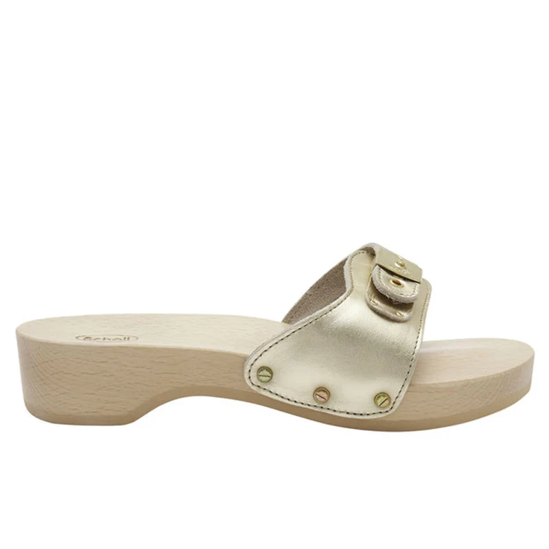 Scarpe Donna SCHOLL Zoccoli in Legno Linea Pescura Heel Colore Platino