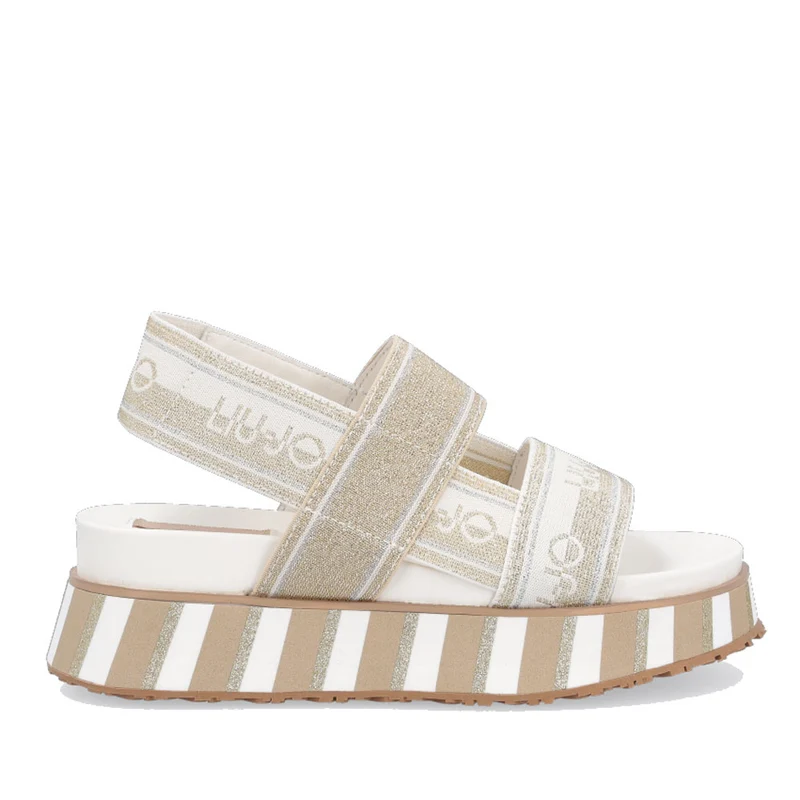 Scarpe Donna LIU JO Sandali Platform con Logo Jacquard in Lurex colore Light Gold