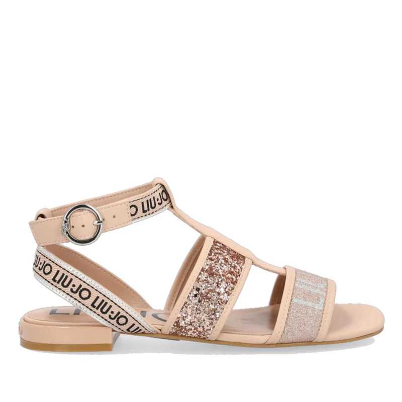 Scarpe Donna LIU JO Sandali Flat con Glitter e Logo color Nude
