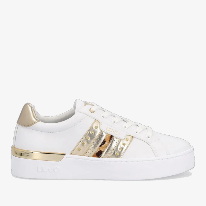 Scarpe Donna LIU JO Sneakers Bianche con Dettagli Gold e Animalier