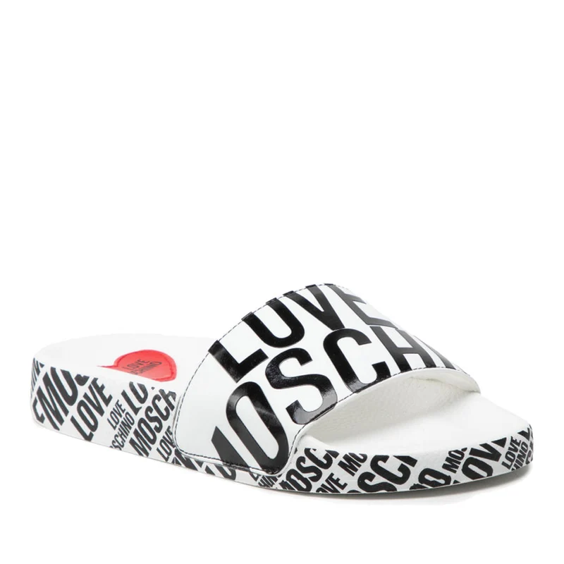 Ciabatte Donna LOVE MOSCHINO Bianco con Logo All Over