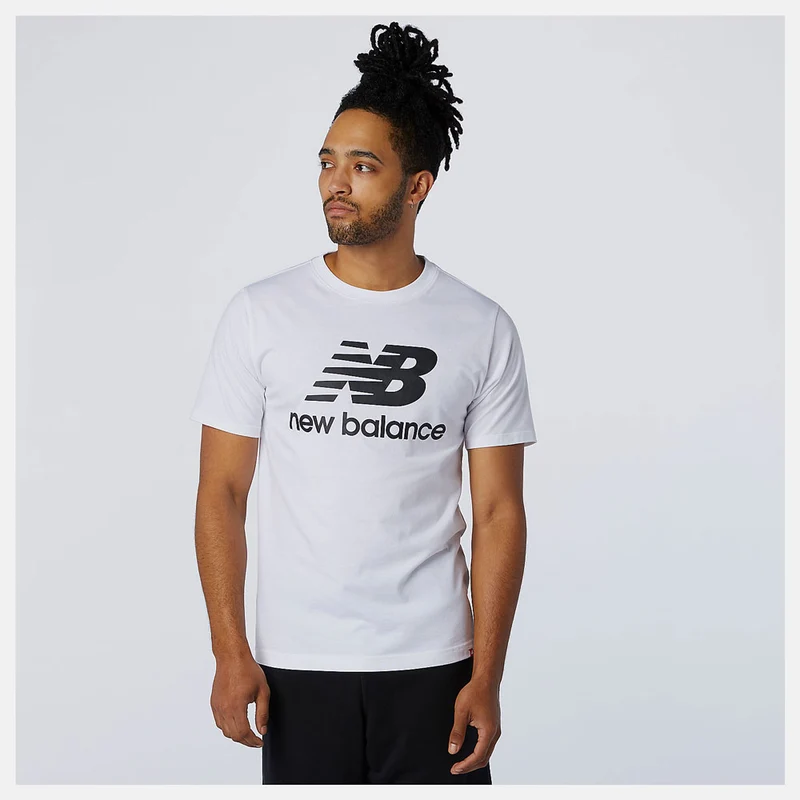T-Shirt Uomo NEW BALANCE linea Essentials Stacked Logo colore White