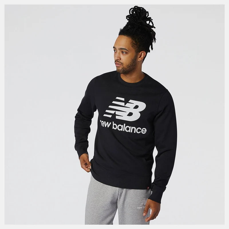 Felpa Uomo NEW BALANCE linea Essentials Stacked Logo Crew colore Black