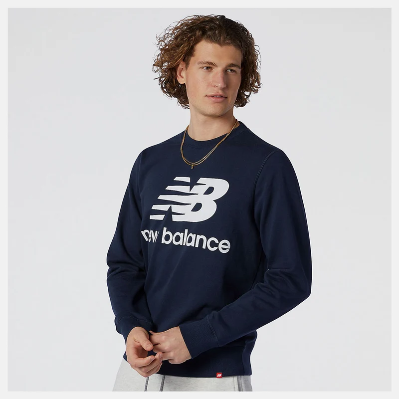 Felpa Uomo NEW BALANCE linea Essentials Stacked Logo Crew colore Eclipse