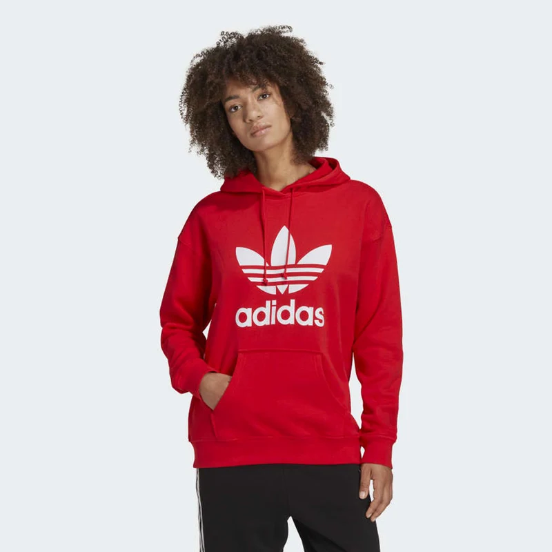Felpa Donna con Cappuccio ADIDAS linea Adicolor Classics Trefoil colore Vivid Red