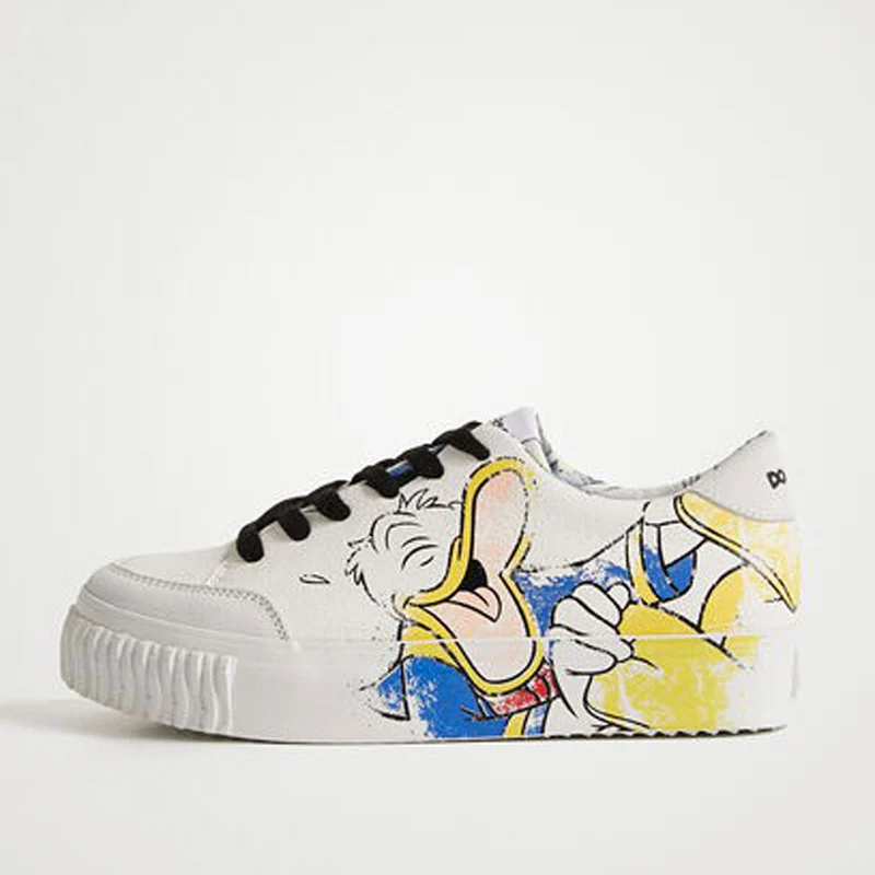 Scarpe Donna DESIGUAL Sneakers con Illustrazione Paperino colore Bianco