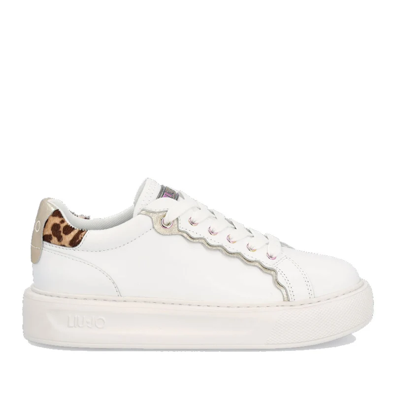 Scarpe Donna LIU JO Sneakers in Pelle Bianca con Dettagli Animalier