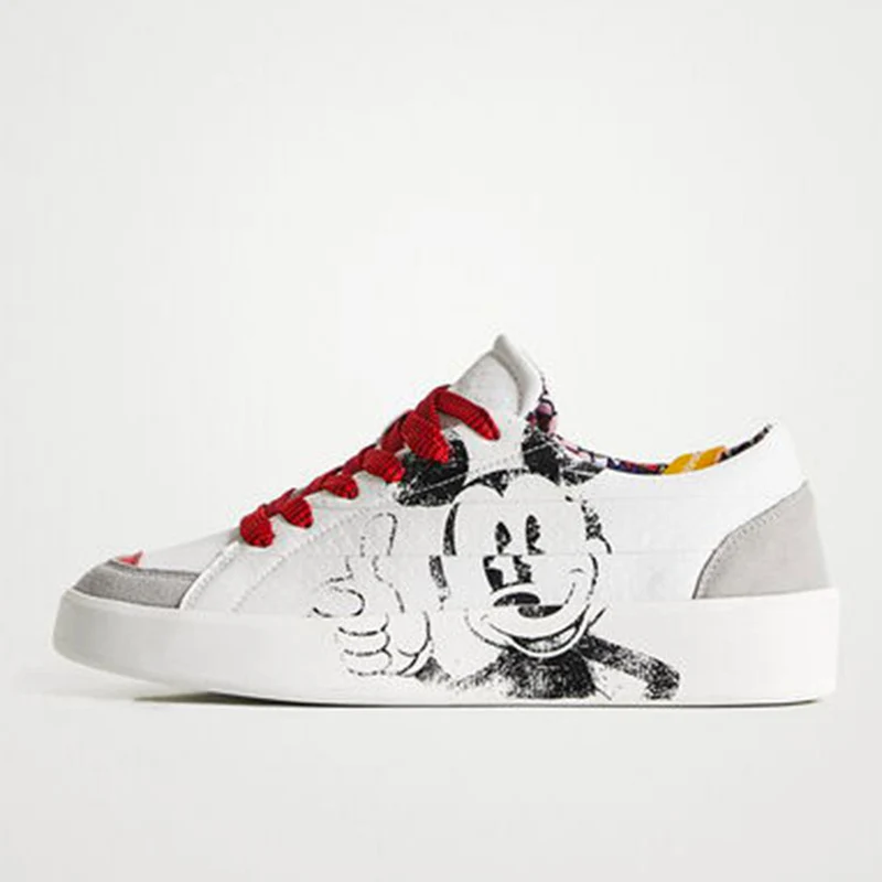 Scarpe Donna DESIGUAL Sneakers con Illustrazione Topolino colore Bianco