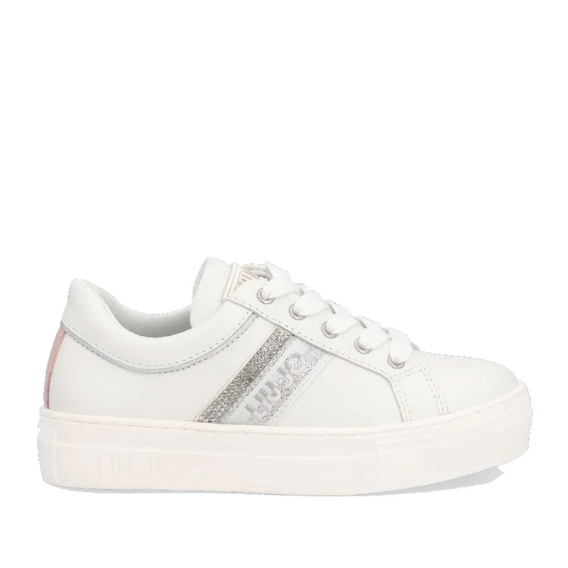 Scarpe Junior LIU JO linea Alicia 47 Sneakers in Pelle Bianca con Strass
