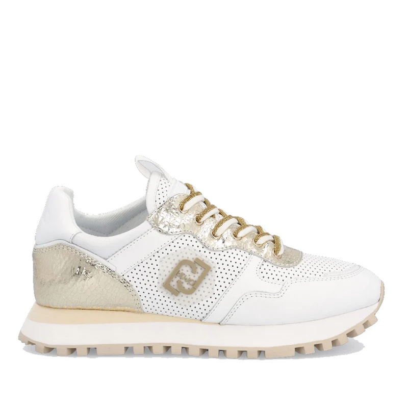 Scarpe Donna LIU JO Sneakers in Pelle Traforata colore White Gold