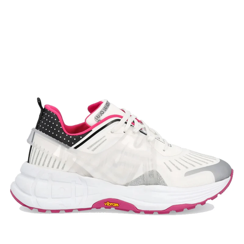 Scarpe Donna LIU JO Sneakers Running in Lycra colore Bianco e Argento