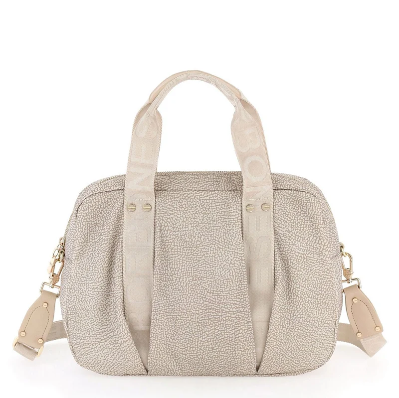 Borsa Donna Bauletto a Mano BORBONESE linea Cloudette Medium in Tessuto Jet Op color Sabbia
