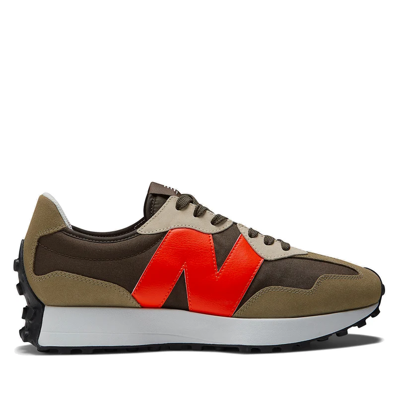 Scarpe Uomo NEW BALANCE Sneakers 327 in Suede Nylon e Mesh colore True Camo e Vibrant Orange