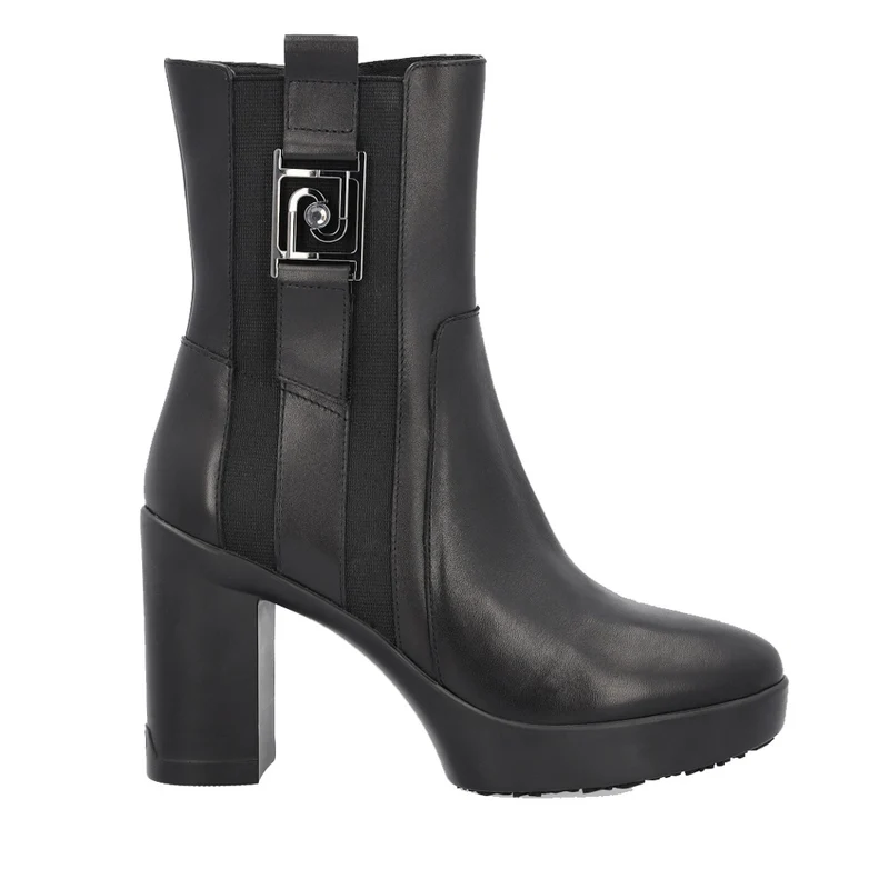 Scarpe Donna LIU JO Stivaletti Alti in Pelle Nera con Tacco