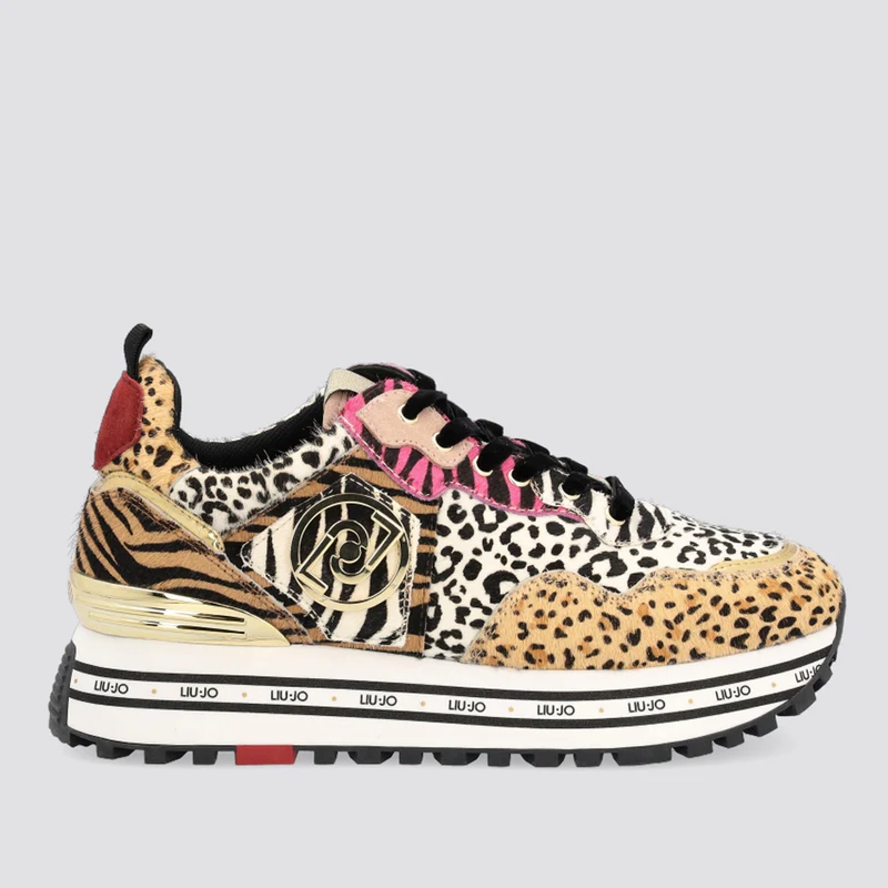 Scarpe Donna LIU JO Sneakers Platform in Cavallino Stampa Animalier Multicolor