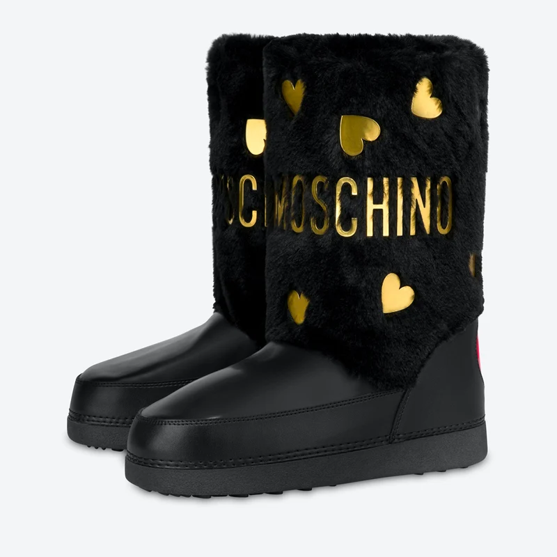 Scarpe Donna LOVE MOSCHINO Stivali da Neve linea Gold Hearts colore Nero