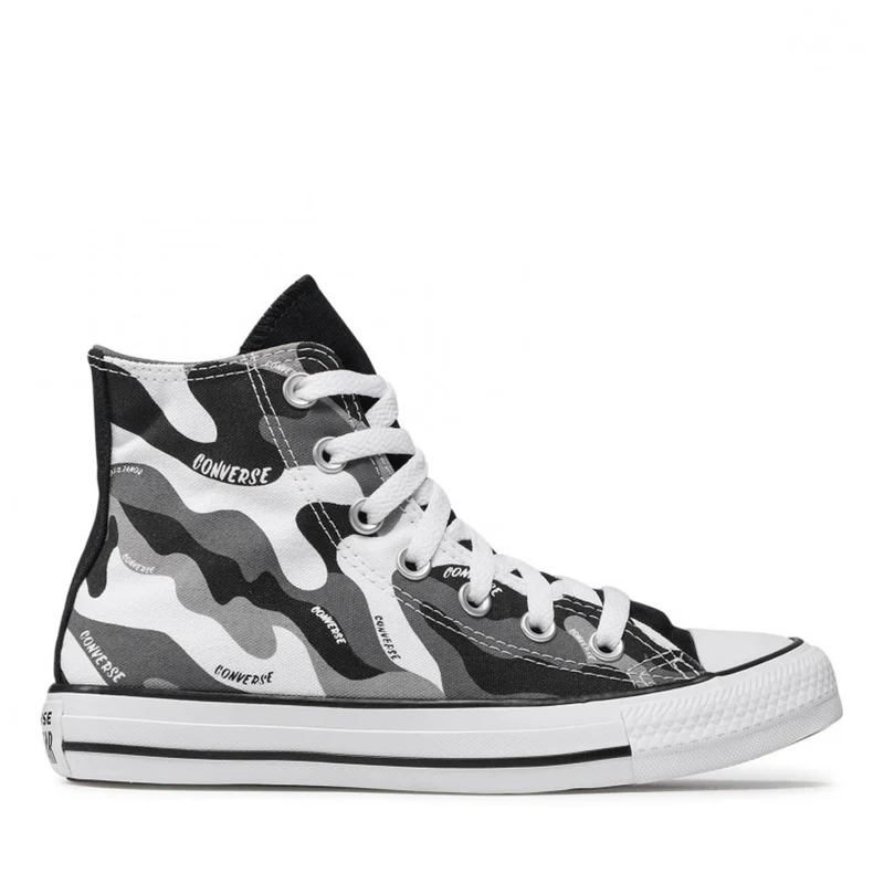 Scarpe Uomo CONVERSE Sneakers linea Chuck Taylor All Star High Top in Tessuto Camouflage Bianco Nero e Grigio