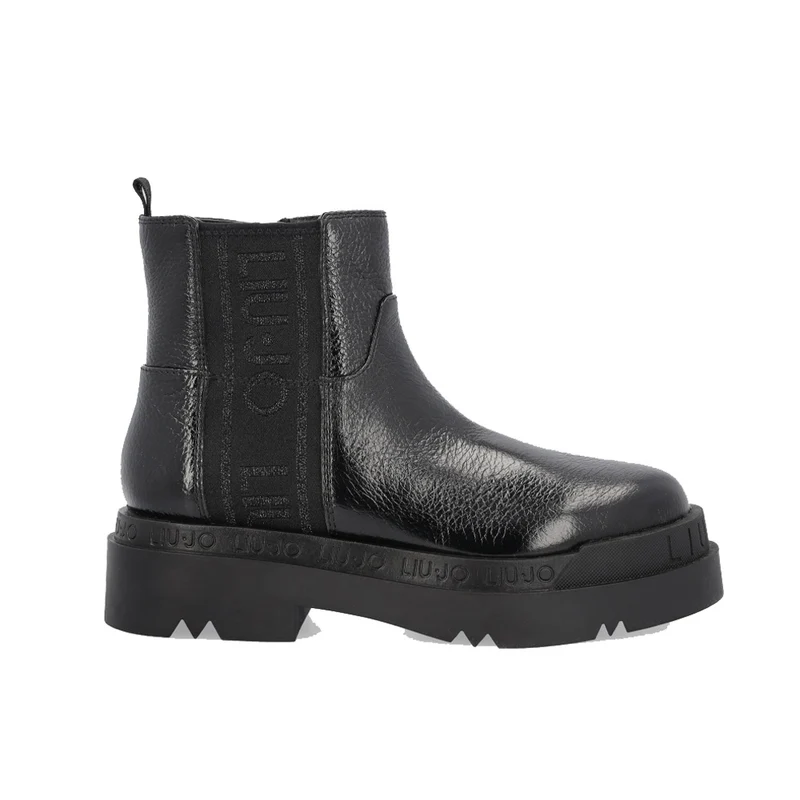Scarpe Donna LIU JO Anfibi Platform in Pelle Nera Martellata