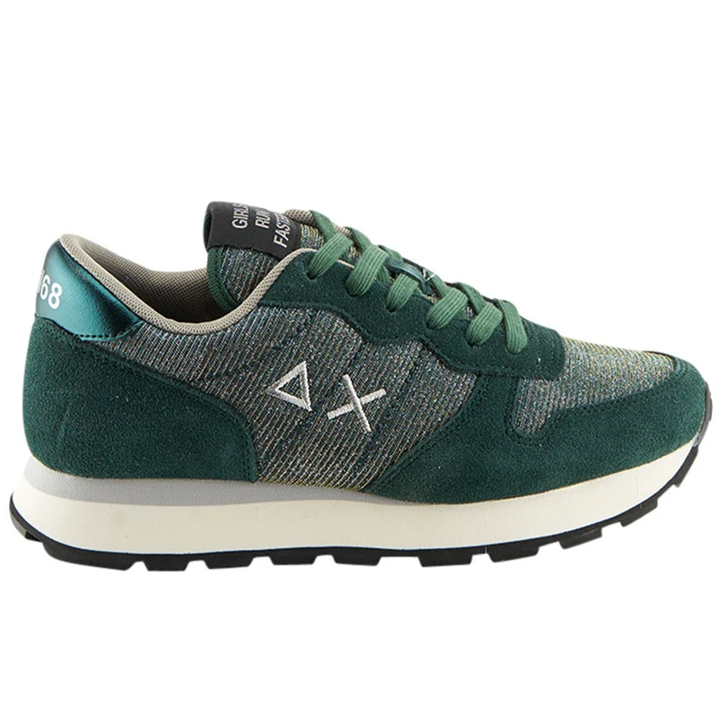 Scarpe Donna Sun68 Sneakers Ally Thin Glitter Colore Verde Scuro