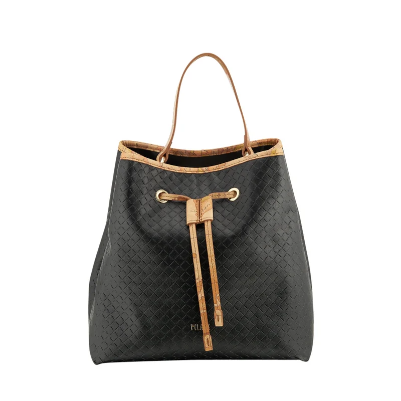 Borsa Donna Secchiello a Mano 1A Classe Alviero Martini linea Beverly Effetto Intrecciato Nero GQ66