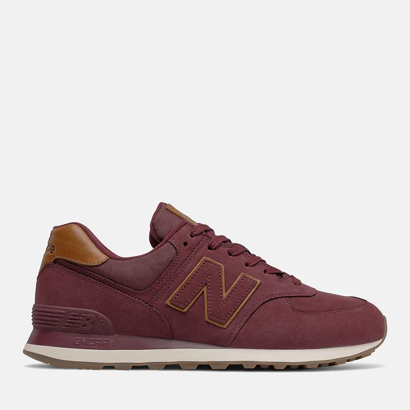 Scarpe Uomo NEW BALANCE Sneakers 574 in Nabuck colore Burgundy Tan e Sea Salt