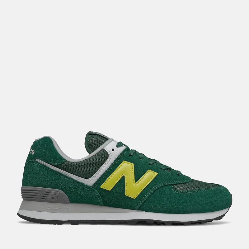 Scarpe Uomo NEW BALANCE Sneakers 574 in Suede e Tessuto colore Nightwatch Green e Yellow