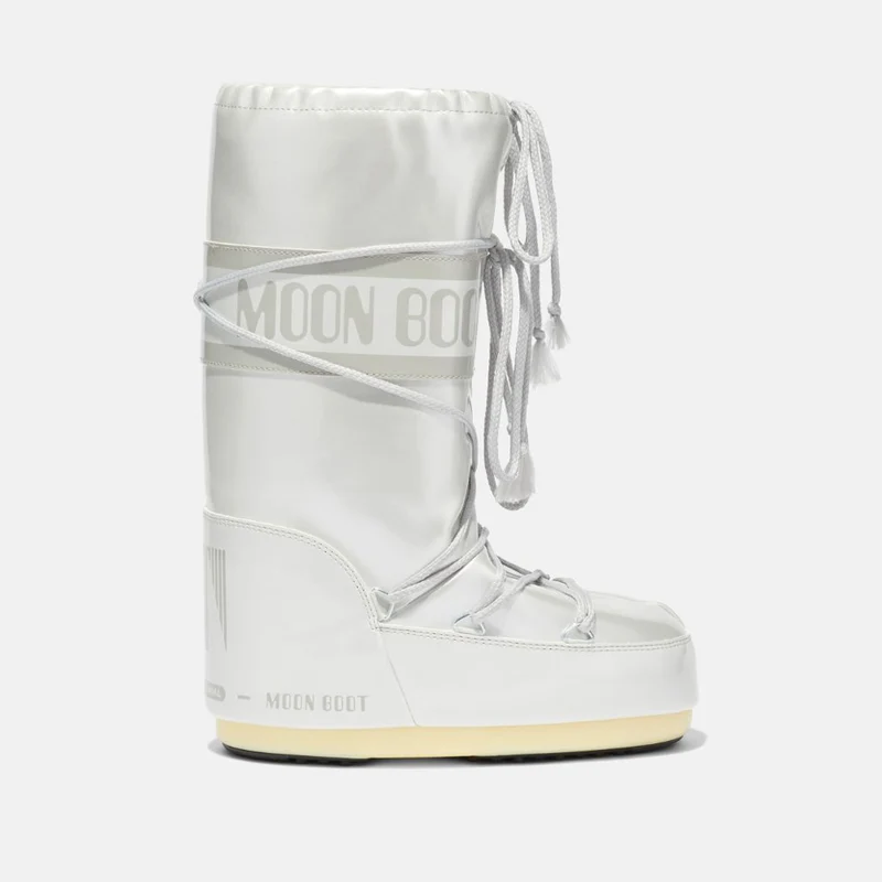 Stivali da Neve Donna MOON BOOT Icon in Vinile Colore Grigio Chiaro