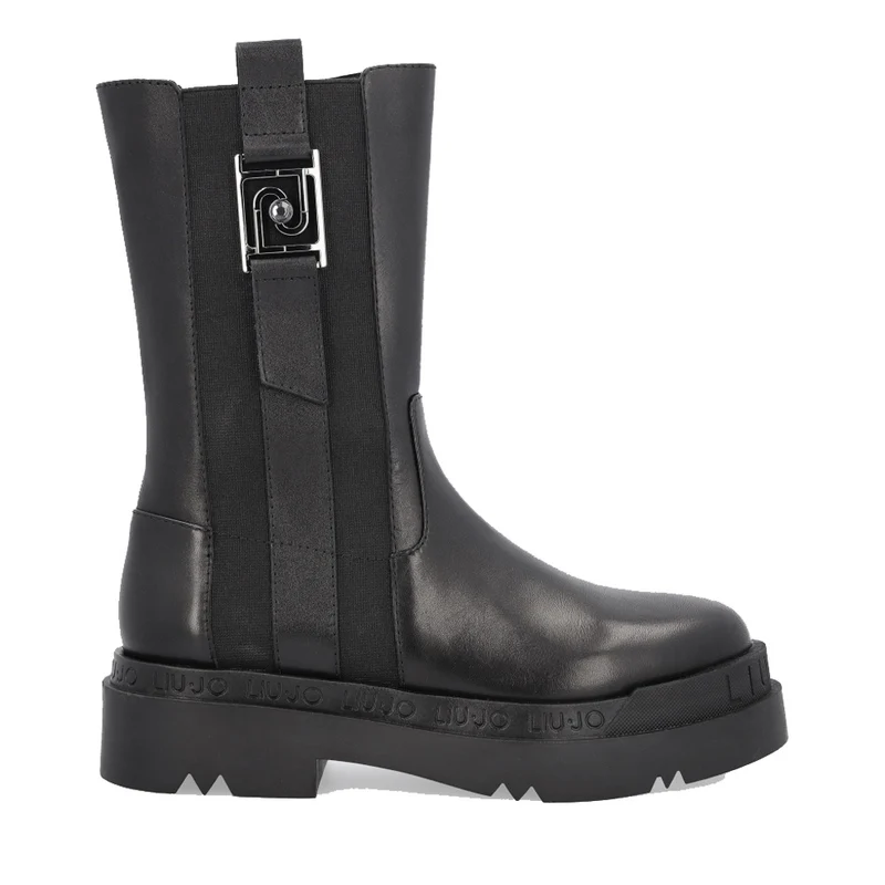 Scarpe Donna LIU JO Stivali Platform in Pelle Nera con Logo