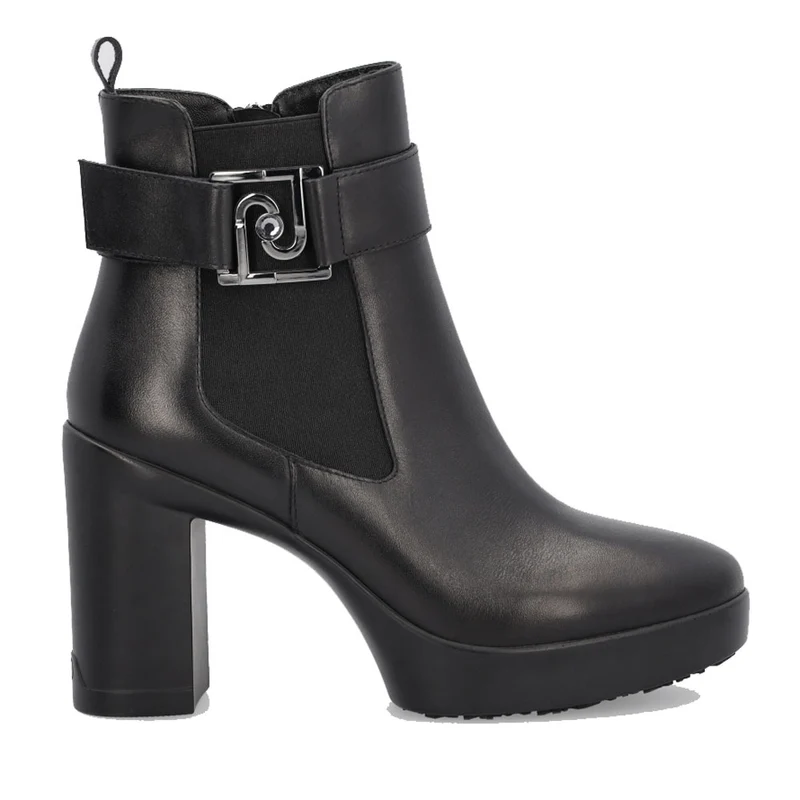 Scarpe Donna LIU JO Stivaletti in Pelle Nera con Tacco