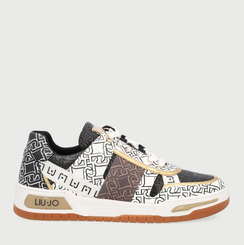 Scarpe Donna LIU JO Sneakers con Stampa Monogram colore Bianco Nero