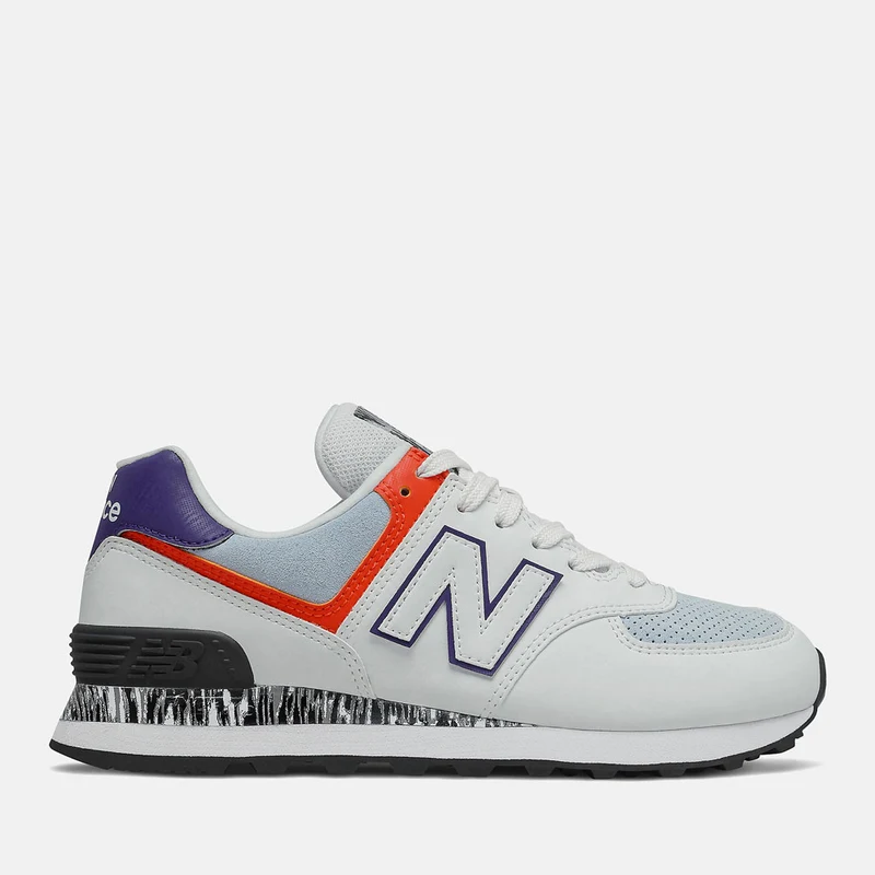 Scarpe Donna NEW BALANCE Sneakers 574 in Pelle Suede e Tessuto Bianco e Ghost Pepper