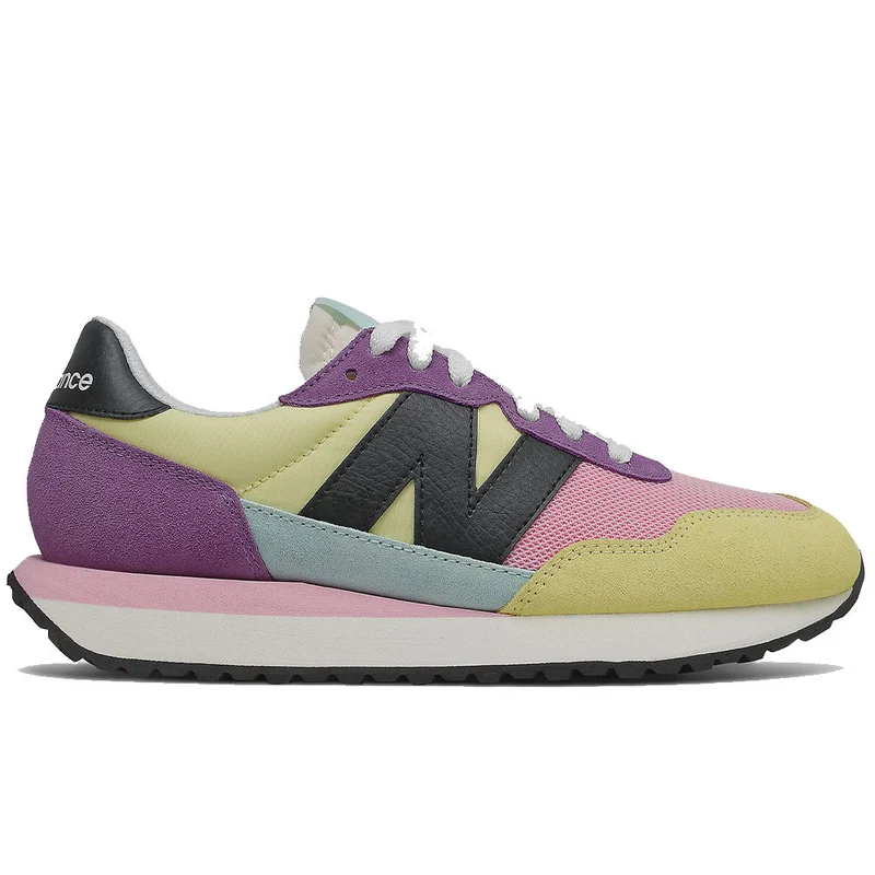 Scarpe Donna NEW BALANCE Sneakers 237 in Suede e Mesh colore Lemon con Sour Grape
