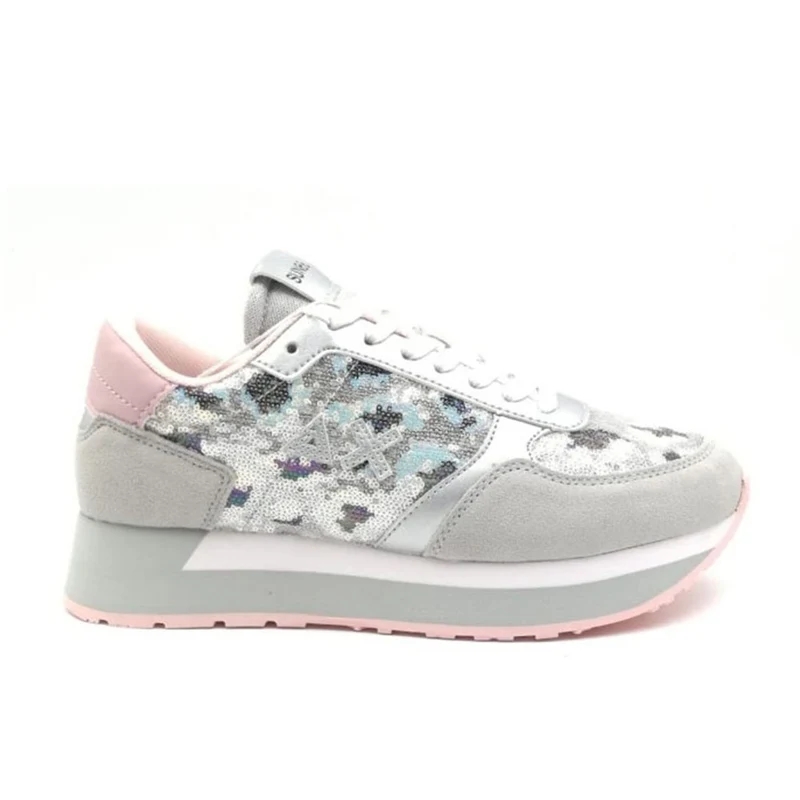Scarpe Donna Sun68 Sneakers Kate Paillettes Animal Grigio Chiaro