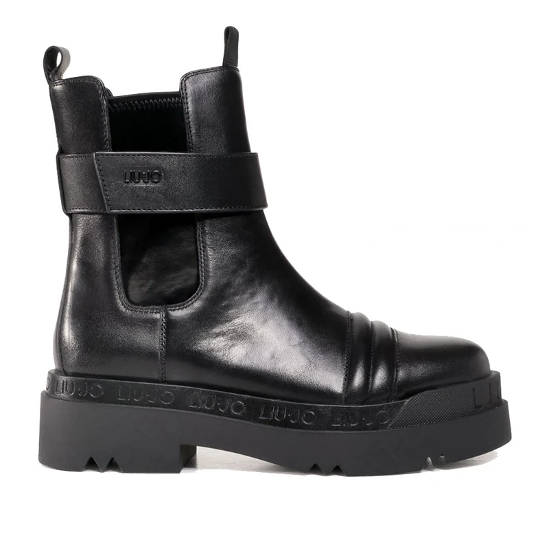 Scarpe Donna LIU JO Stivaletti Ankle Boots in Pelle Nero