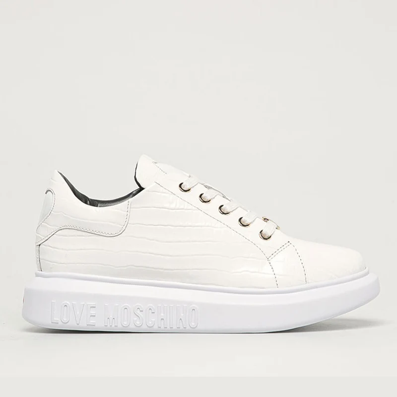 Scarpe Donna LOVE MOSCHINO Sneakers in Pelle stampa Cocco Bianco