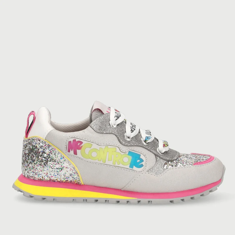 Scarpe Bambina LIU JO Sneakers Me Contro Te Argento con Glitter e Lucine Led
