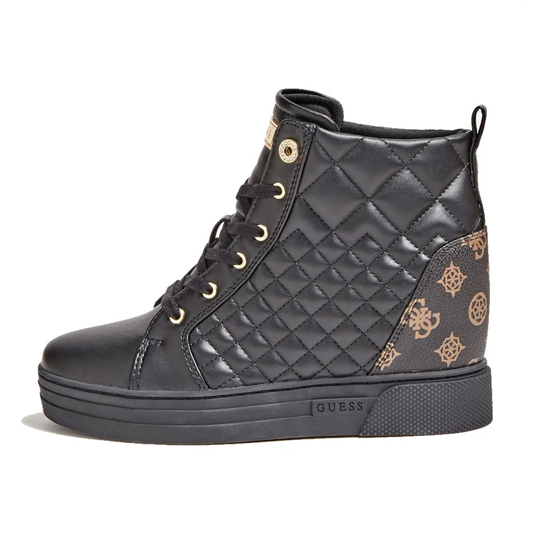 Scarpe Donna GUESS Stivaletto Trapuntato con Zeppa Interna Linea Fase colore Brown Multi
