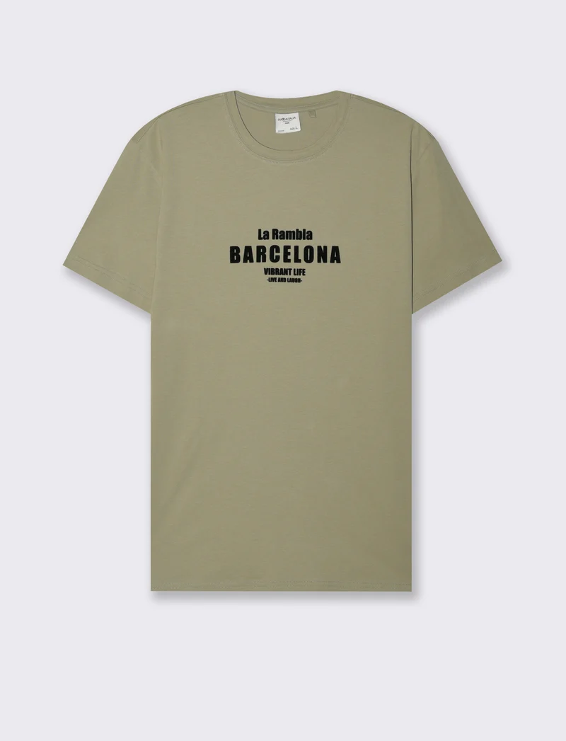 T-SHIRT IN COTONE CON STAMPA FLOCK - Verde salvia