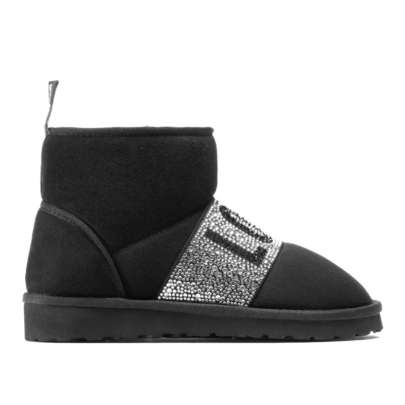 Scarpe Donna LOVE MOSCHINO Stivaletti in Camoscio con Maxi Fascia Logata con Strass