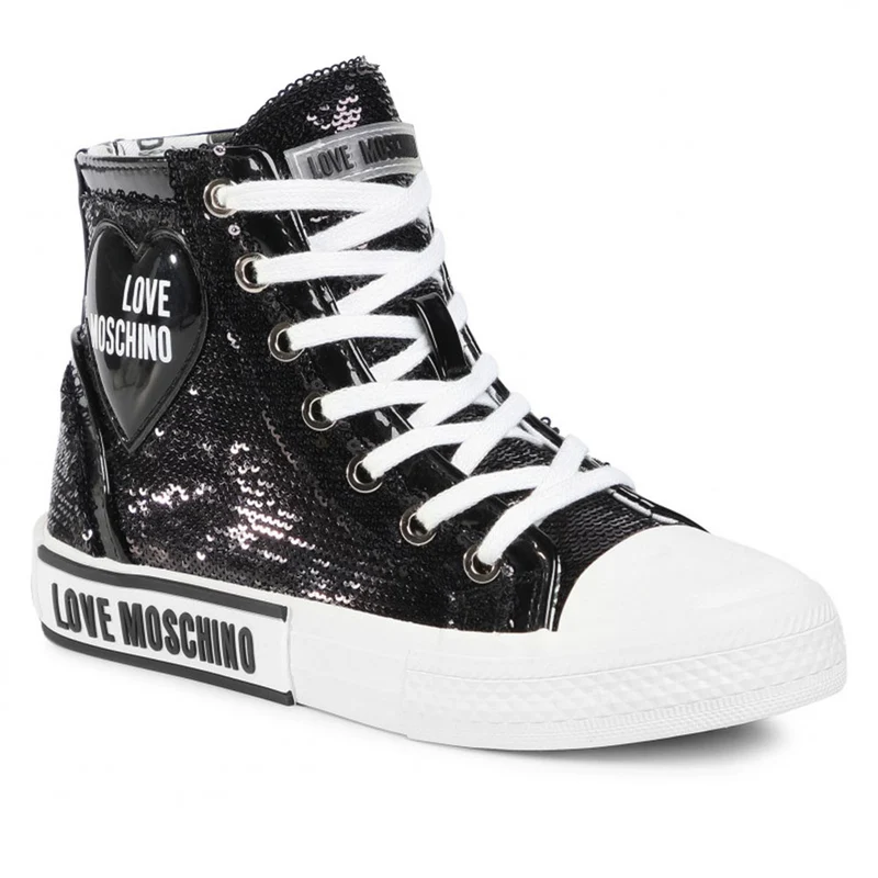 Scarpe Donna LOVE MOSCHINO Sneakers Alte con Paillettes Nere