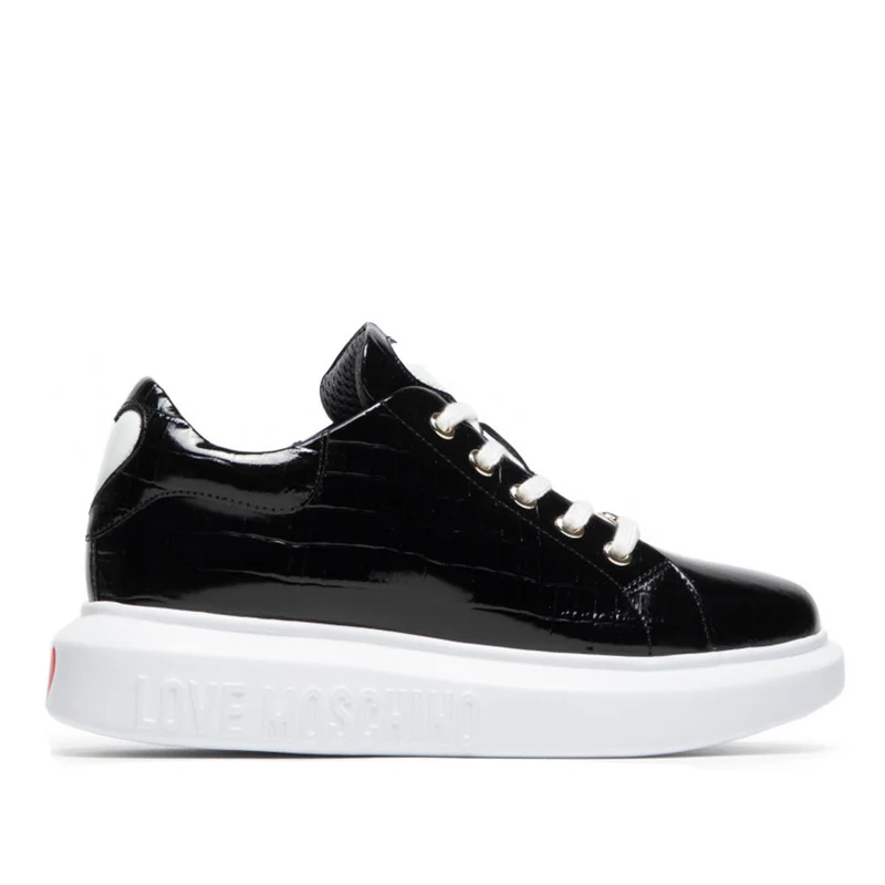 Scarpe Donna LOVE MOSCHINO Sneakers in Pelle stampa Cocco Nero