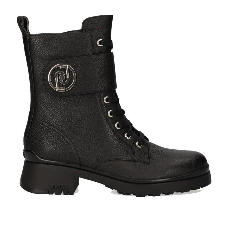 Scarpe Donna LIU JO Anfibi in Pelle Nera con Logo