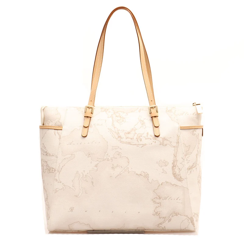 Borsa Donna 1A Classe Alviero Martini linea Geo White Shopping con Tasche Laterali E001