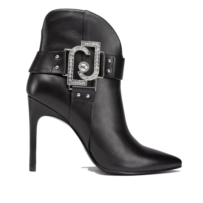 Scarpe Donna LIU JO Stivaletti con Tacco Alto in Pelle Nera